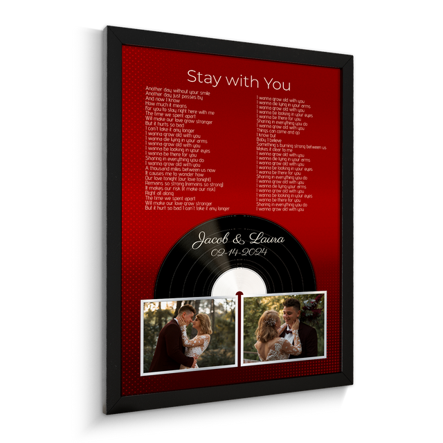 Personalized Retro Maroon Vinyl Record Framed Art Print