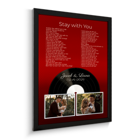 Personalized Retro Maroon Vinyl Record Framed Art Print