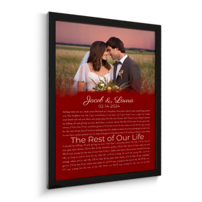 Half Song Lyrics Maroon Framed Art Print, Custom Song Lyrics Name Date