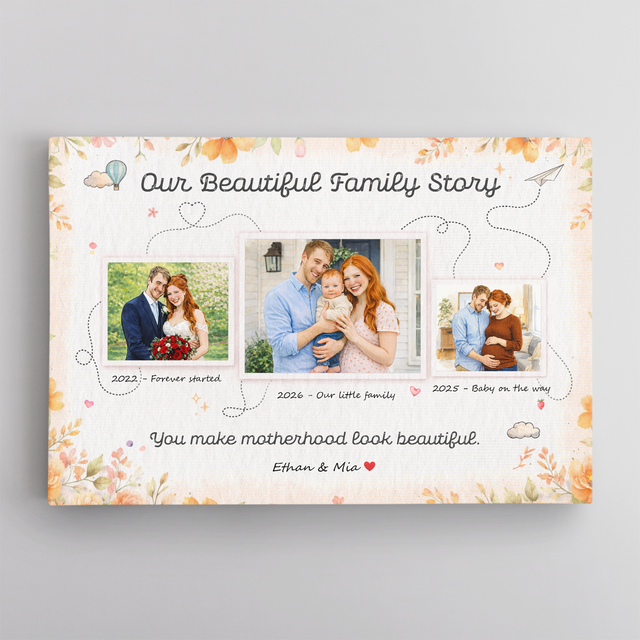 Personalized Family Story Canvas – Custom Photo Mother’s Day Gift