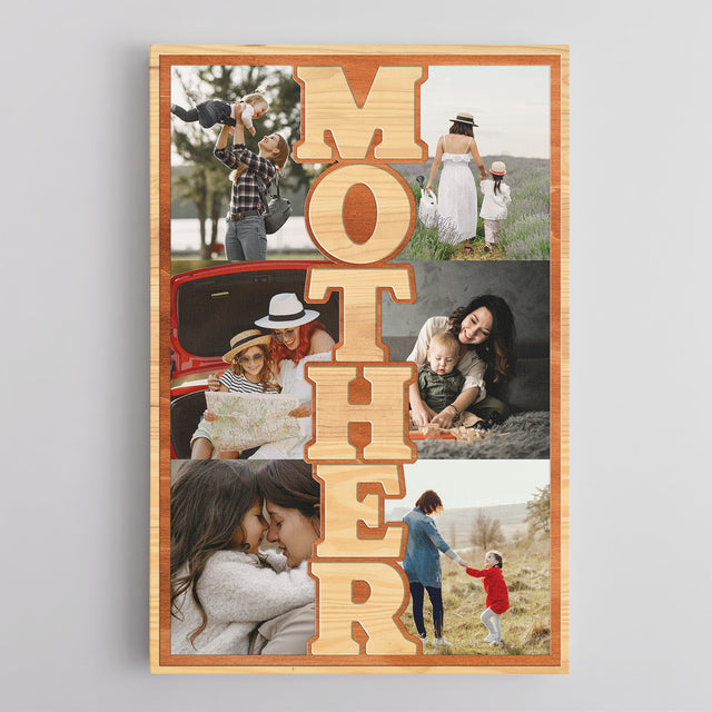 Mother Photo Collage Canvas Print Custom 6 Pictures