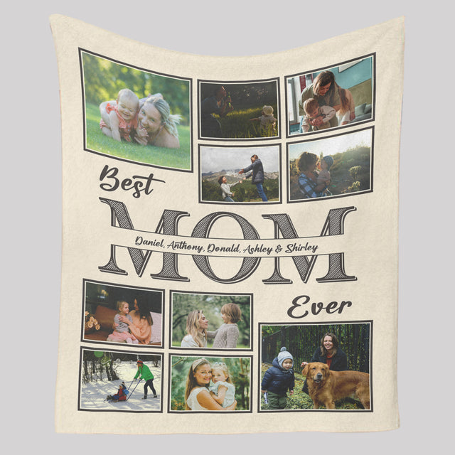 Personalized Photo Blanket for Mom - Best Mom Ever Picture Blanket