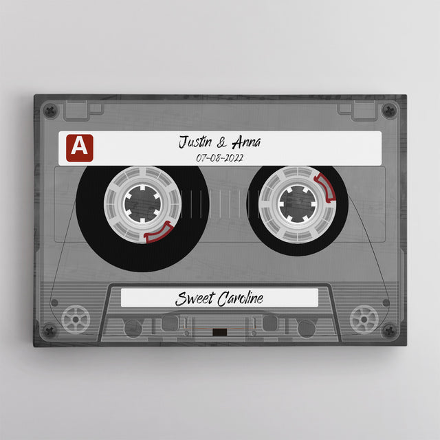 Custom Song Title, Customizable Name And Date, Cassette Tape Canvas Wall Art