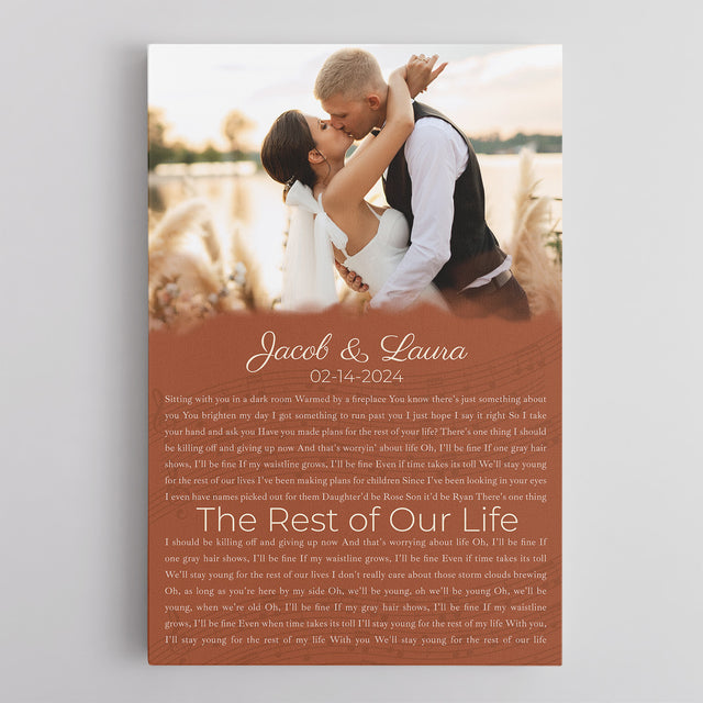 Custom Song Lyrics Name Date Vintage Orange Canvas Print