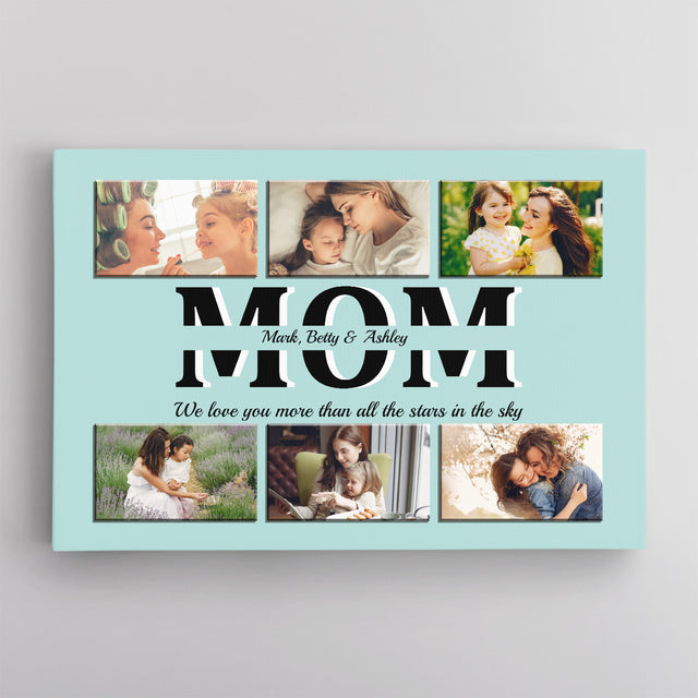 Mom Photo Collage Canvas Print With Text Custom 6 Pictures