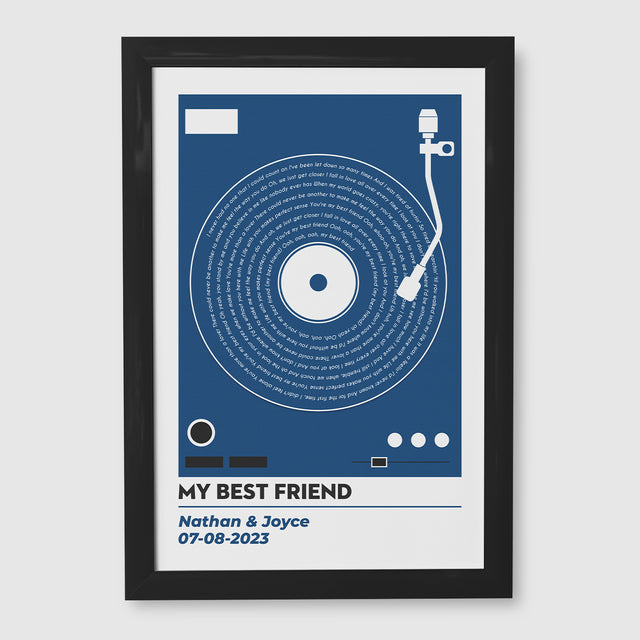 Vinyl Record Lyrics, Customize Song & Name Framed Art Print
