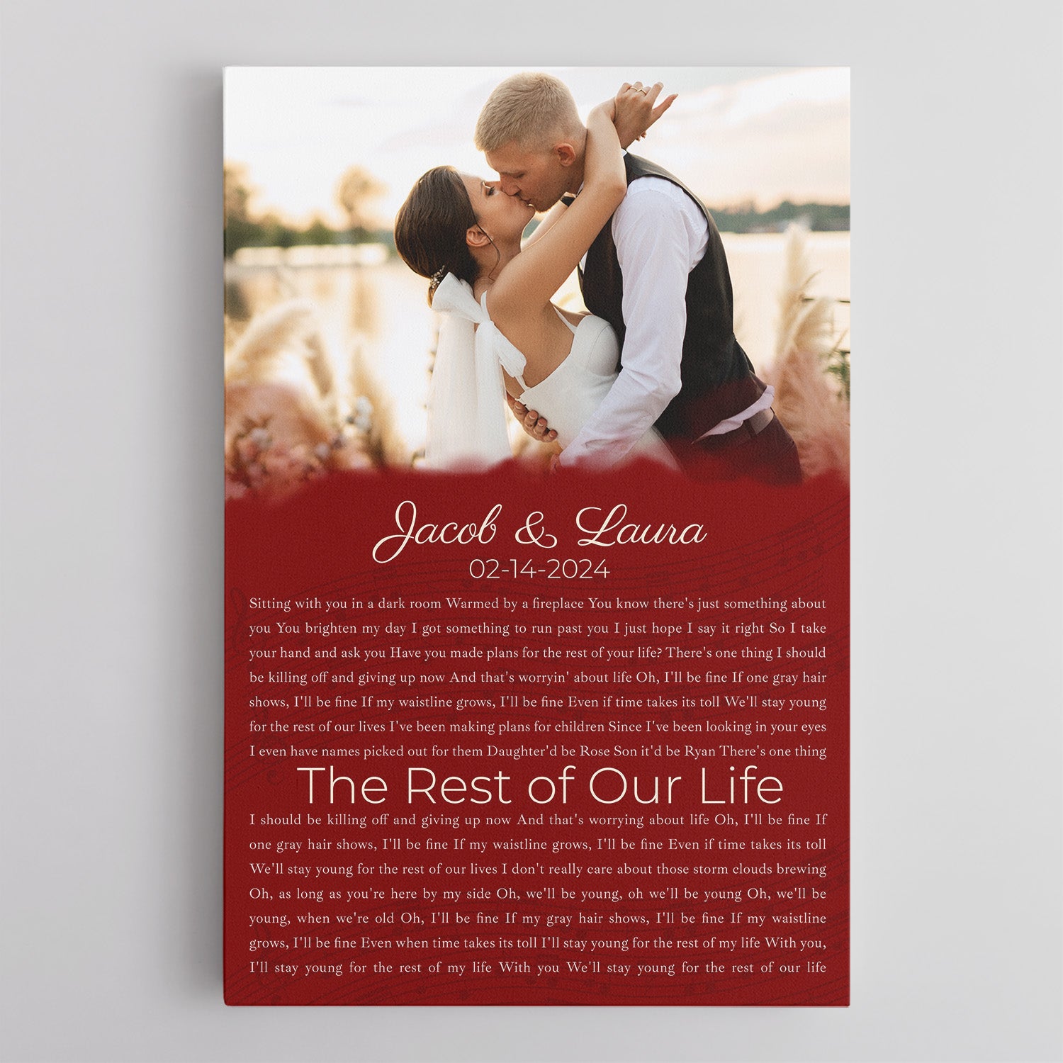 Custom Song Lyrics Name Date Vintage Maroon Canvas Print