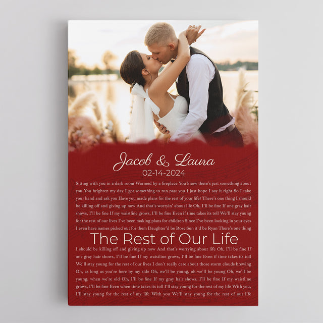 Custom Song Lyrics Name Date Vintage Maroon Canvas Print