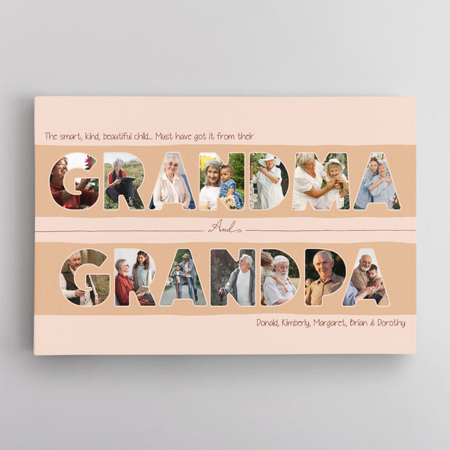 Grandma & Grandpa Photo Collage Canvas Print Custom 14 Pictures
