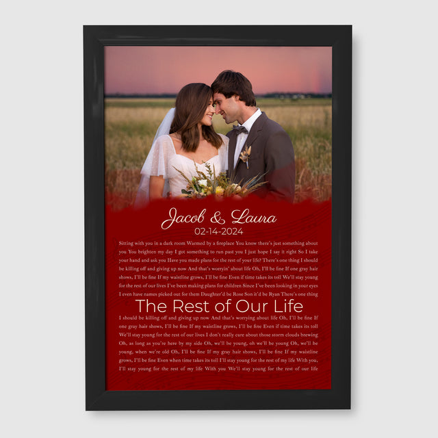 Half Song Lyrics Maroon Framed Art Print, Custom Song Lyrics Name Date