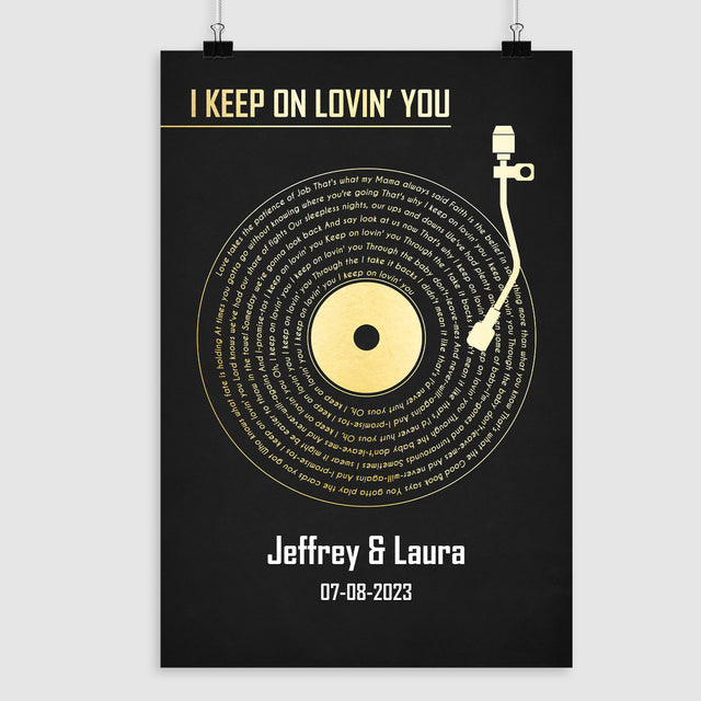 Personalized Song Lyrics & Name, Black Vinyl Record Framed Art Print