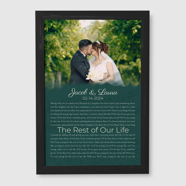 Half Song Lyrics Green Framed Art Print, Custom Song Lyrics Name Date