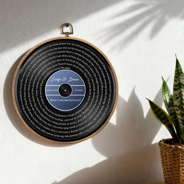 Personalized Song Lyrics Vinyl Record - Framed Round Wall Art - KARL02