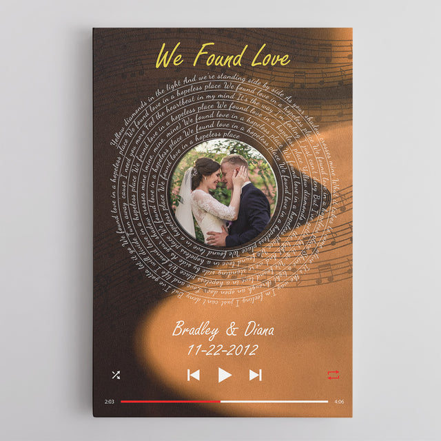 Custom Song Lyrics, Upload Photo, Customizable Text, Vinyl Record Canvas Wall Art