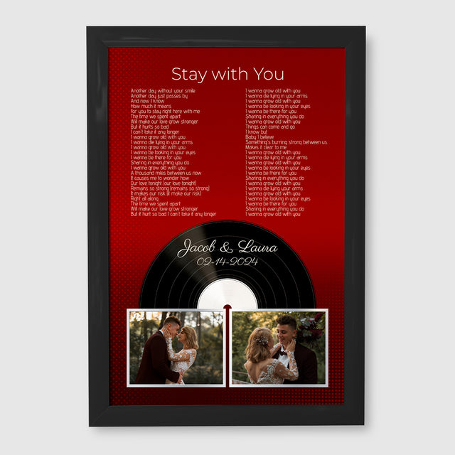 Personalized Retro Maroon Vinyl Record Framed Art Print