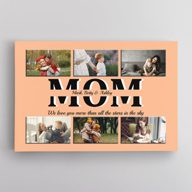 Mom Photo Collage Canvas Print With Text Custom 6 Pictures