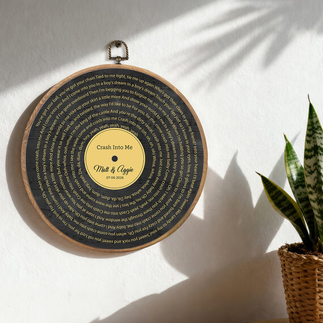 Personalized Song Lyrics Vinyl Record - Framed Round Wall Art - KARL06