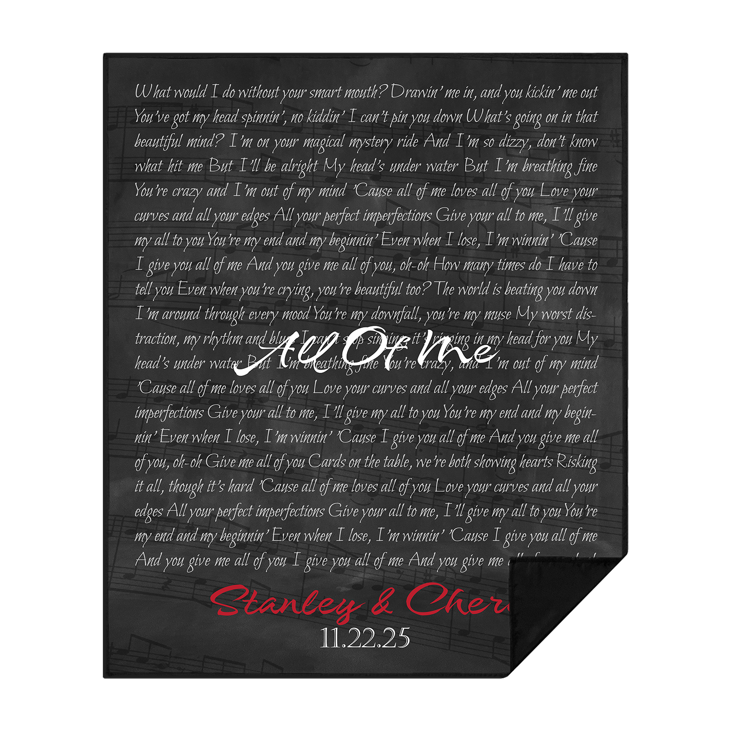 Custom Song Lyric Picnic Blanket