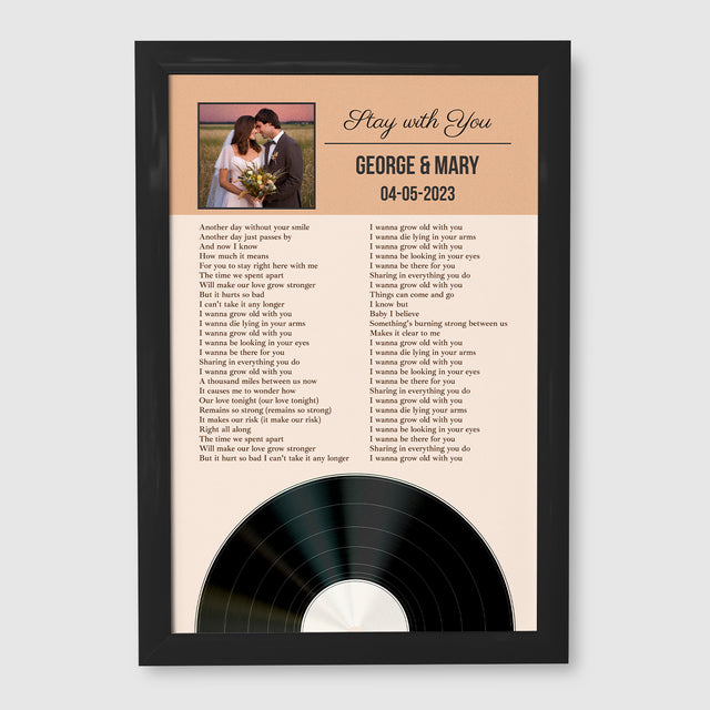 Personalized Favorite Song Lyrics & Photo, Sandy Framed Art Print