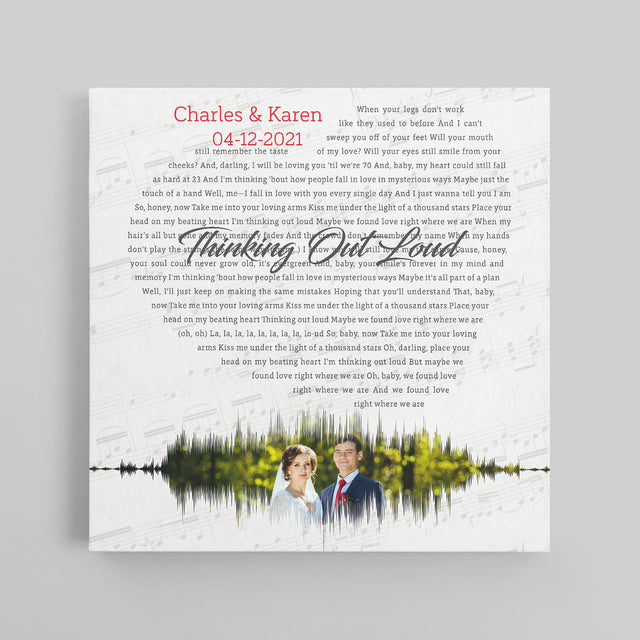 Custom Song Lyrics And Text, Heart Art , Upload Photo, Canvas Wall Art