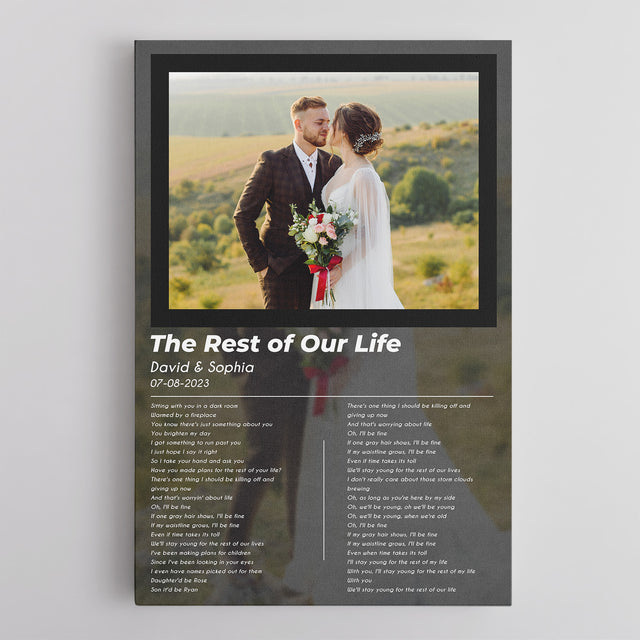Custom Love Photo Song Lyrics Vinyl Record Canvas Print
