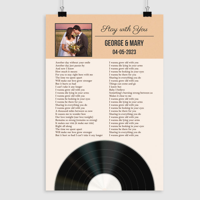 Personalized Favorite Song Lyrics & Photo, Sandy Framed Art Print