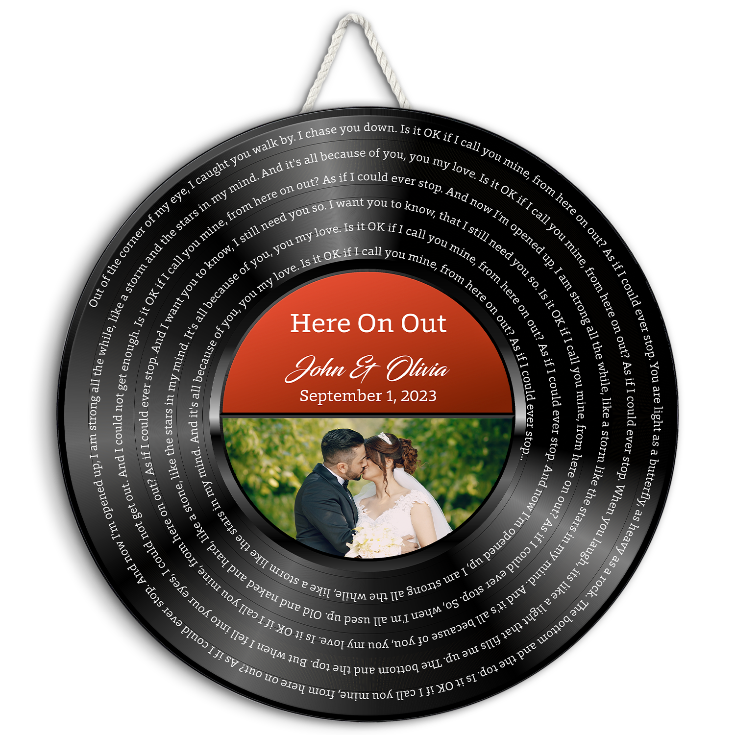Custom Song Lyrics, Vinyl Record, Upload Photo, Customizable Song Name And Text Round Wood Sign