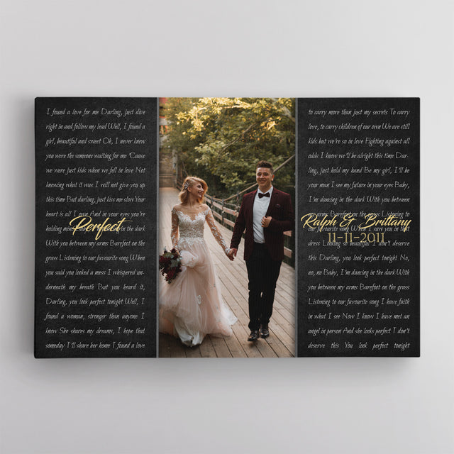 Custom Song Lyrics, Customizable Name And Upload Photo, Canvas Wall Art