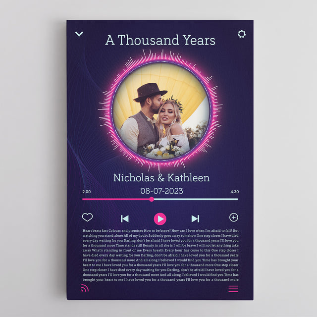 Custom Song Lyrics, Upload Photo, Customizable Text