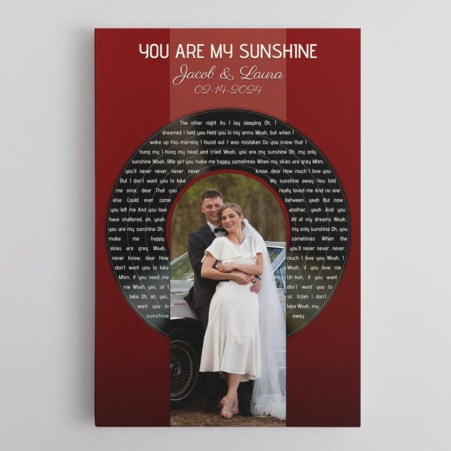 Custom Photo Song Lyrics Vintage Maroon Canvas Print