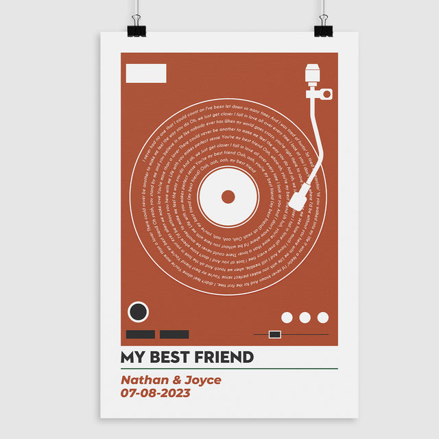 Vinyl Record Song Lyrics, Customize Song & Name Framed Art Print