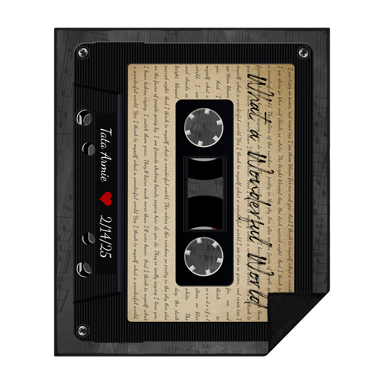 Custom Cassette Song Lyric Picnic Blanket