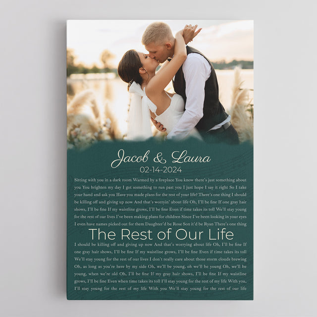 Custom Song Lyrics Name Date Vintage Green Canvas Print