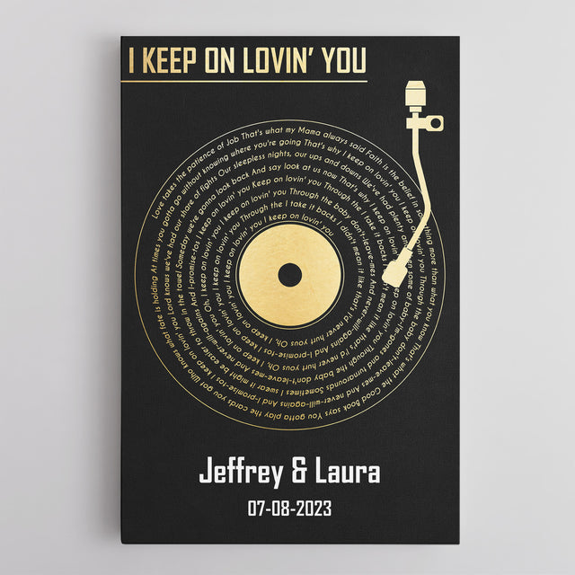 Custom Song Lyrics Vinyl Record Black Canvas Print