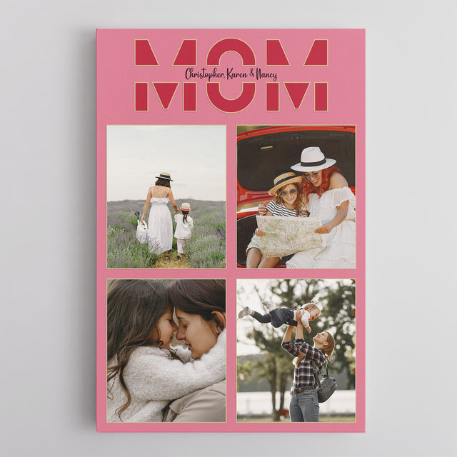 Mom Photo Collage Canvas Wall Art Custom 4 Pictures