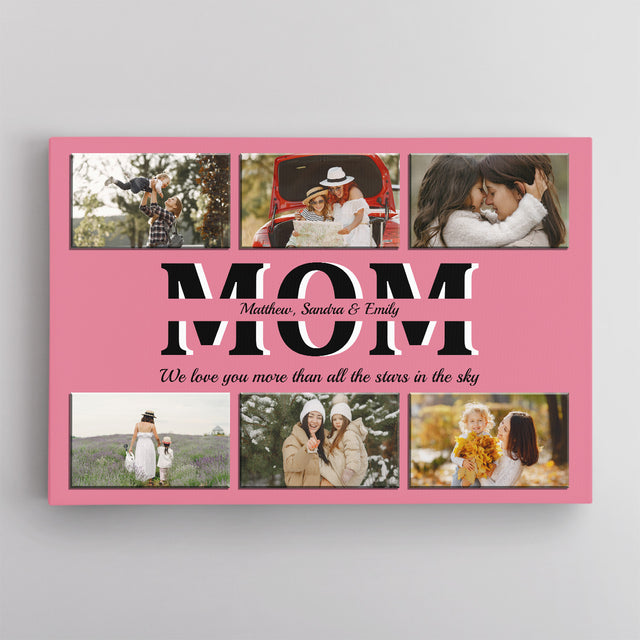 Mom Photo Collage Canvas Print With Text Custom 6 Pictures