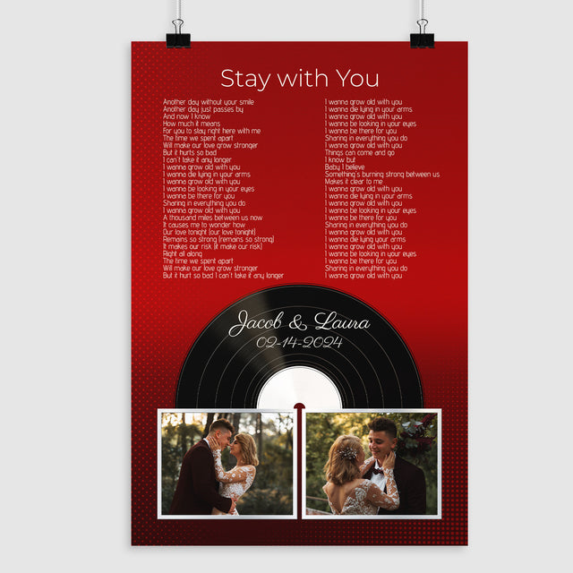 Personalized Retro Maroon Vinyl Record Framed Art Print