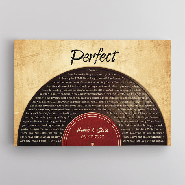 Custom Song Lyrics, Half Vinyl Record, Custom Name And Text, Canvas Wall Art