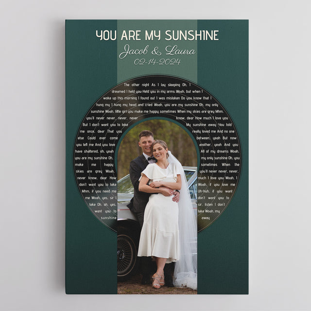 Custom Photo Song Lyrics Vintage Green Canvas Print