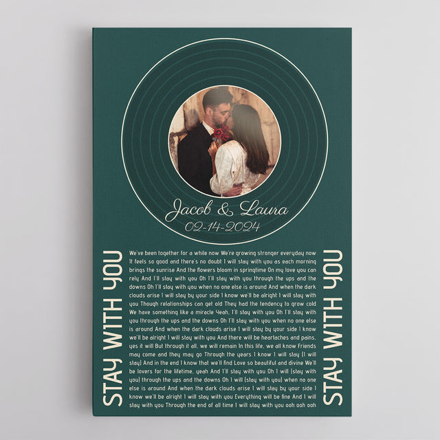 Custom Forest Green Vinyl Record & Photo Canvas