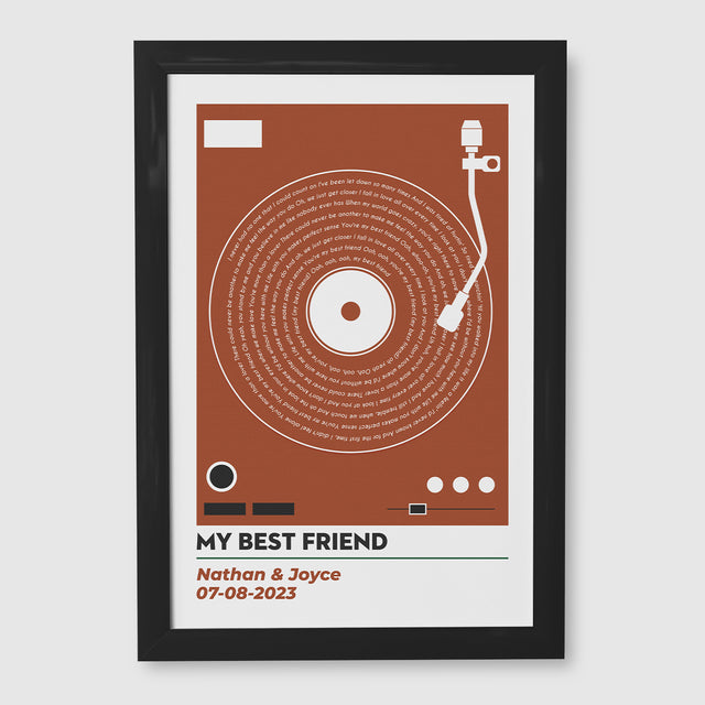 Vinyl Record Song Lyrics, Customize Song & Name Framed Art Print