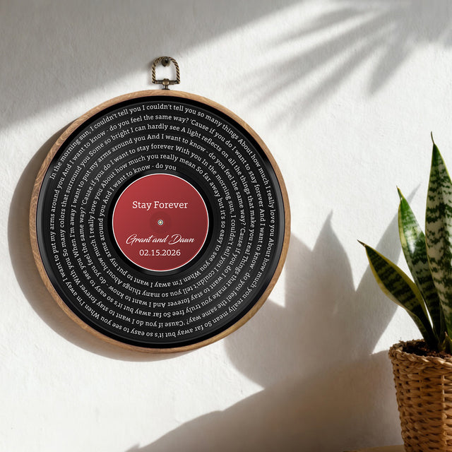 Personalized Song Lyrics Vinyl Record - Framed Round Wall Art - KARL01