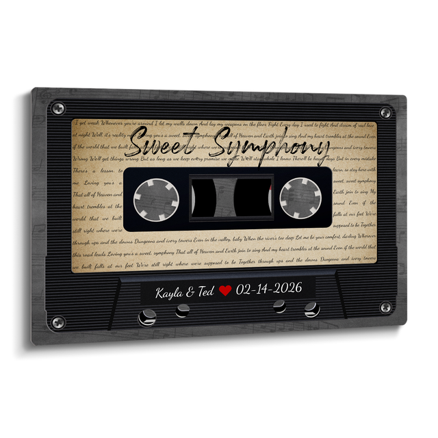 Personalized Retro Cassette Song Lyrics Metal Print
