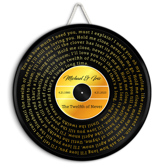 Custom Song Lyrics, Yellow Vinyl Record, Customizable Song Name And Text Round Wood Sign