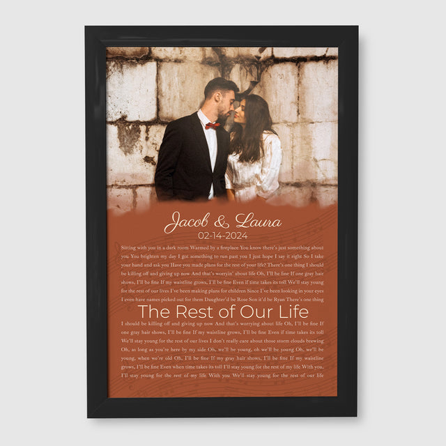 Half Song Lyrics Orange Framed Art Print, Custom Song Lyrics Name Date