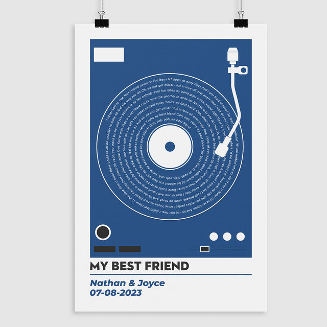 Vinyl Record Lyrics, Customize Song & Name Framed Art Print