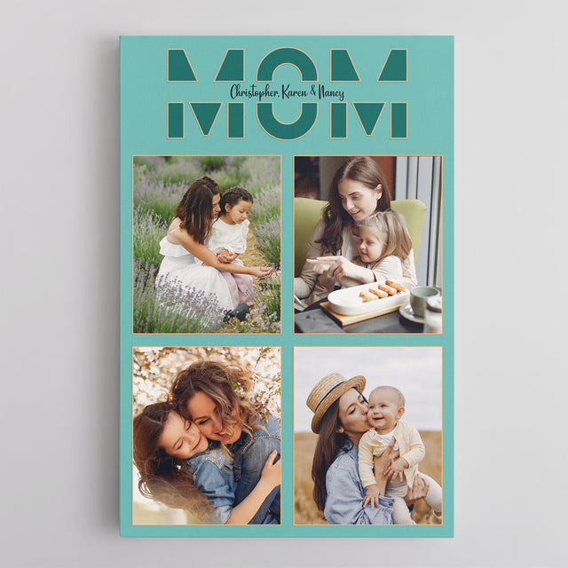 Mom Photo Collage Canvas Wall Art Custom 4 Pictures