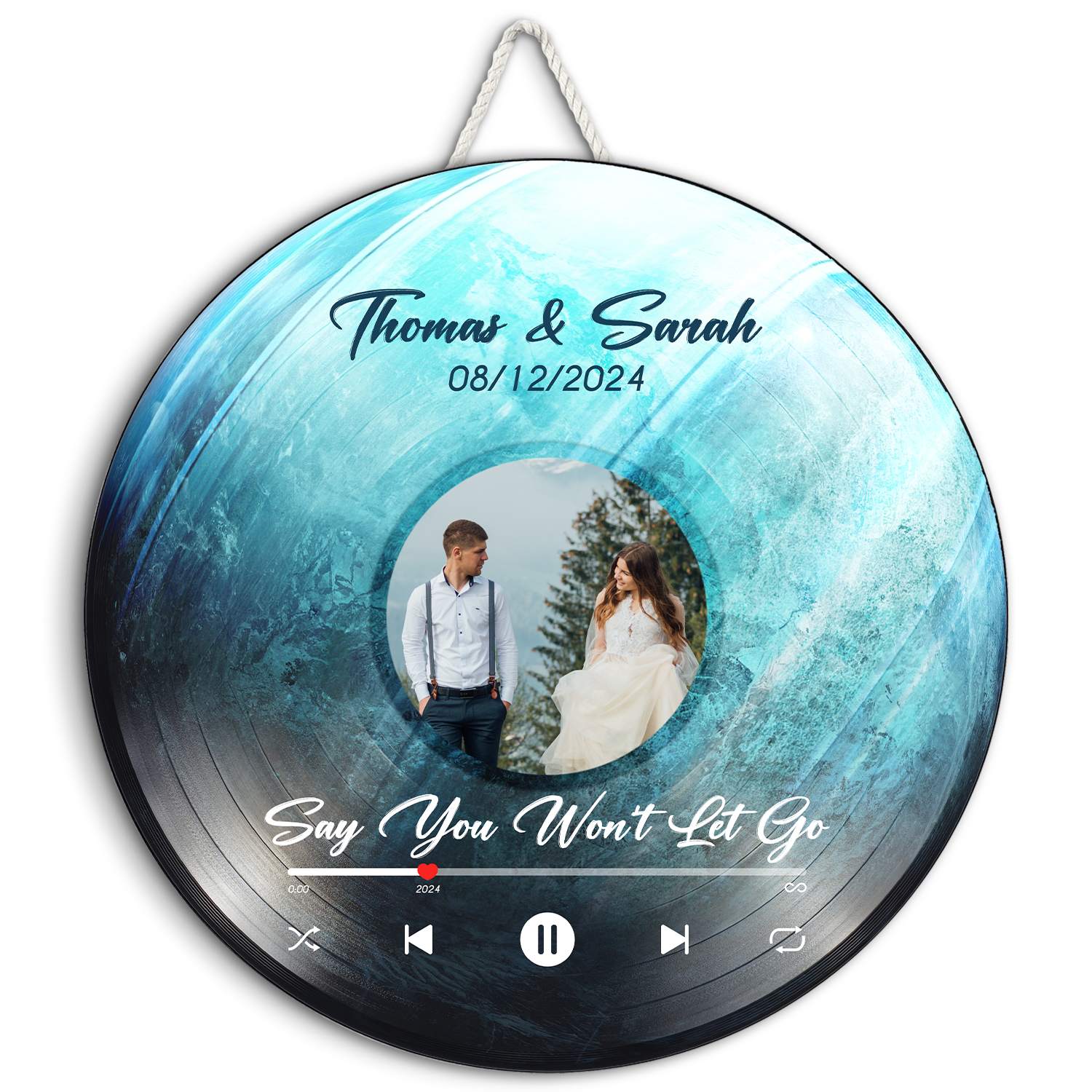 Custom Favorite Song Photo Round Wood Sign Uranus Planet Background