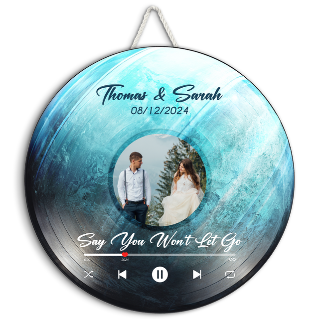 Custom Favorite Song Photo Round Wood Sign Uranus Planet Background