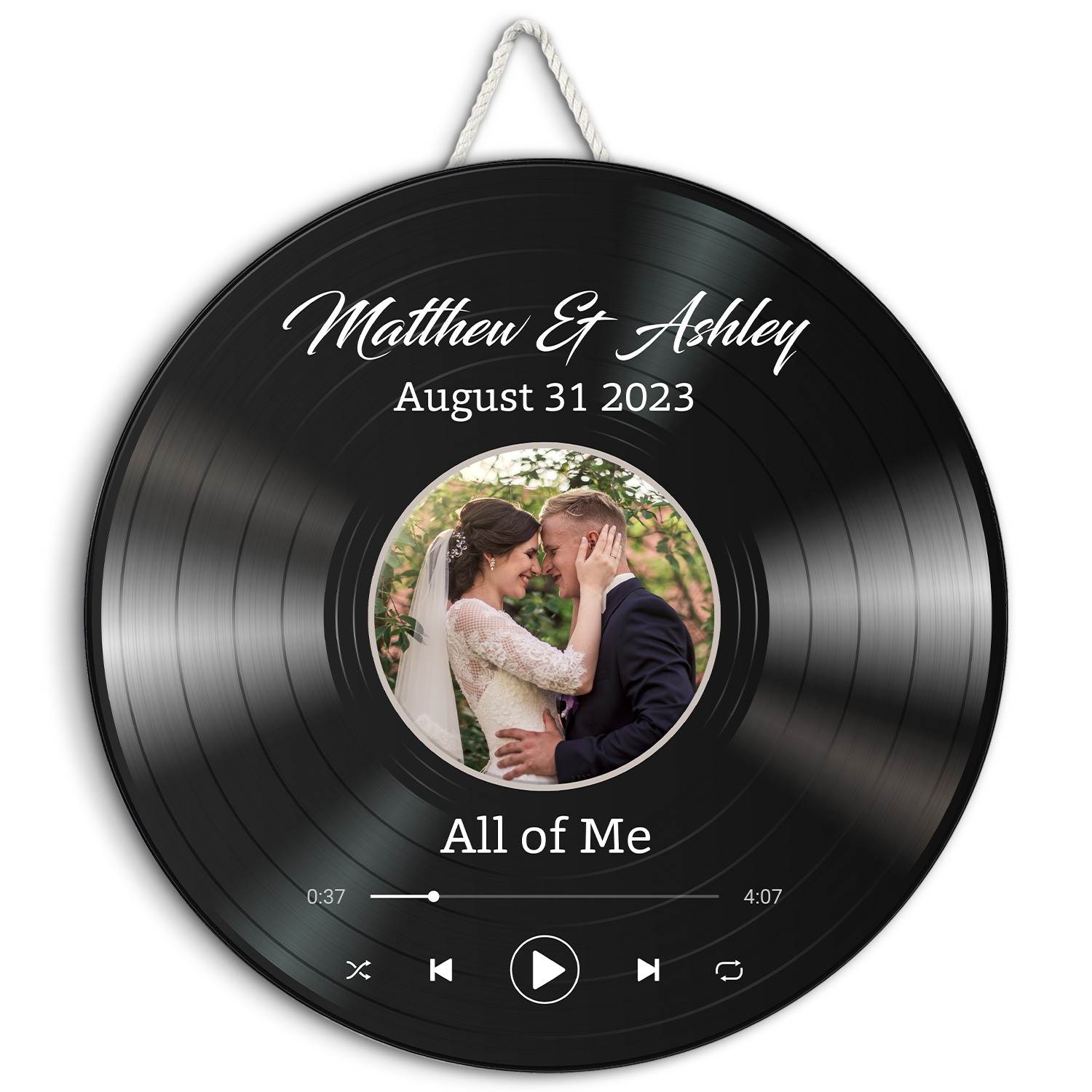 Custom Photo, Customizable Song Name And Text Round Wood Sign